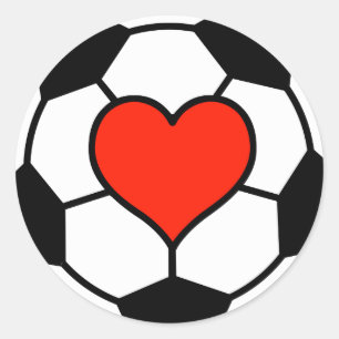 Sticker Rond Balle de football avec coeur