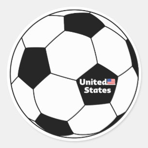 STICKER ROND BALLE DE FOOTBALL AVEC DRAPEAU USA