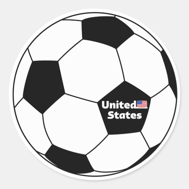 STICKER ROND BALLE DE FOOTBALL AVEC DRAPEAU USA (Devant)