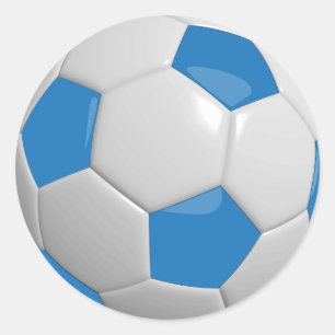 Sticker Rond Balle de football bleu et blanc