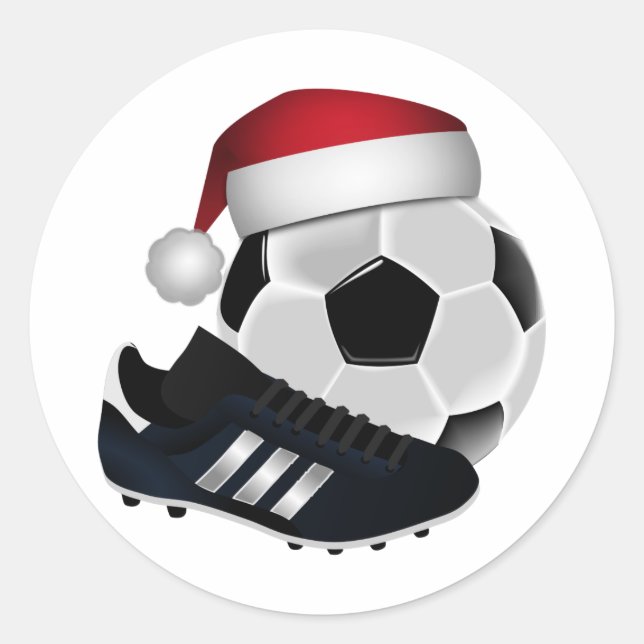 Sticker Rond Balle de football de Noël et chaussure (Devant)