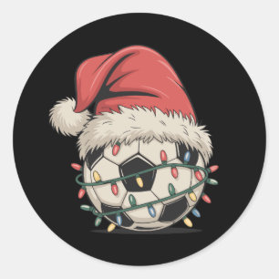 Sticker Rond Balle de football Noël Noël Noël Chapeau Noël Spor