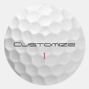 Sticker Rond Balle de golf blanche texturée avec nom et numéro 