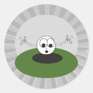 Sticker Rond balle de golf drôle apeurée allant dans le trou