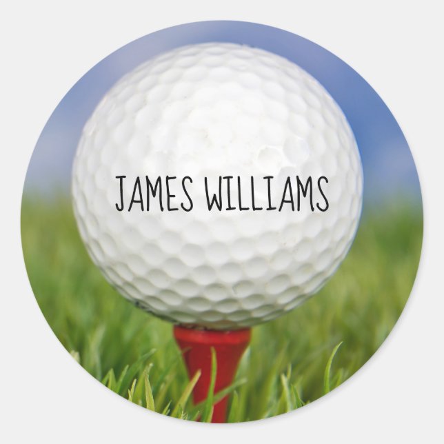 Sticker Rond balle de golf sur tee rouge (Devant)