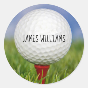 Sticker Rond balle de golf sur tee rouge