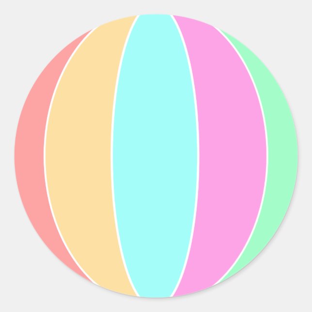 Sticker Rond Balle de plage Pastel Color (Devant)