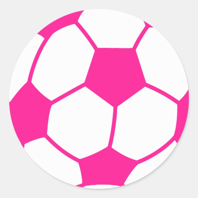 Sticker Rond Balle de soccer rose chaud (Devant)