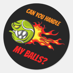 Sticker Rond Balle de tennis en flammes, citation drôle de spor