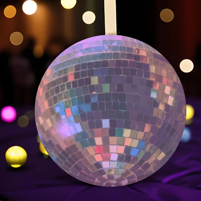 Sticker Rond Balle disco miroir violet danse abstraite (Vibrant purple mirror ball disco dance party stickers add glam and retro boogie to your invitations.)