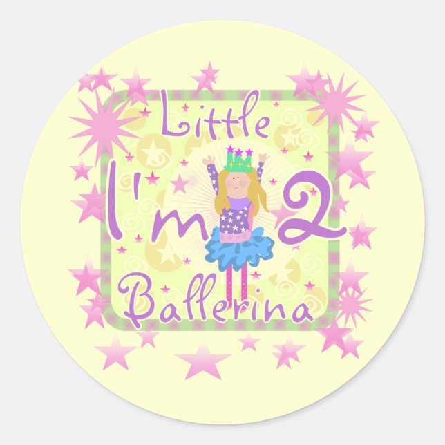 Sticker Rond Ballerina 2e Anniversaire Tshirts et cadeaux (Devant)