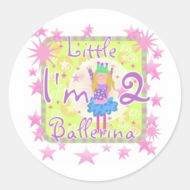 Sticker Rond Ballerina 2e Anniversaire Tshirts et cadeaux (Devant)
