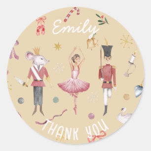 Sticker Rond Ballerina Ballet Nutcracker Merci d'anniversaire