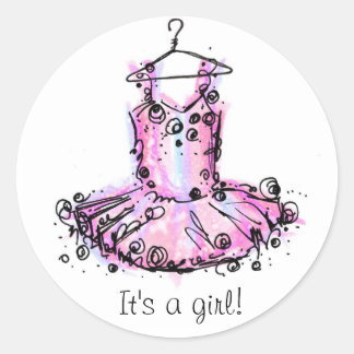 Sticker Rond Ballerina, c'est une fille !