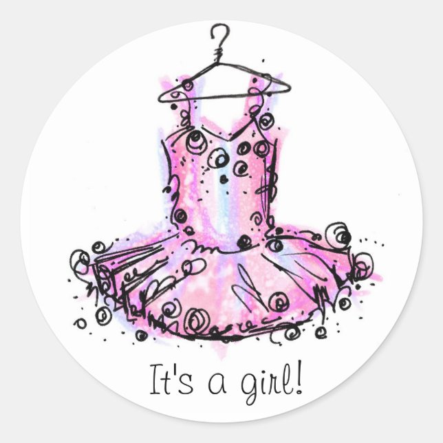 Sticker Rond Ballerina, c'est une fille ! (Devant)