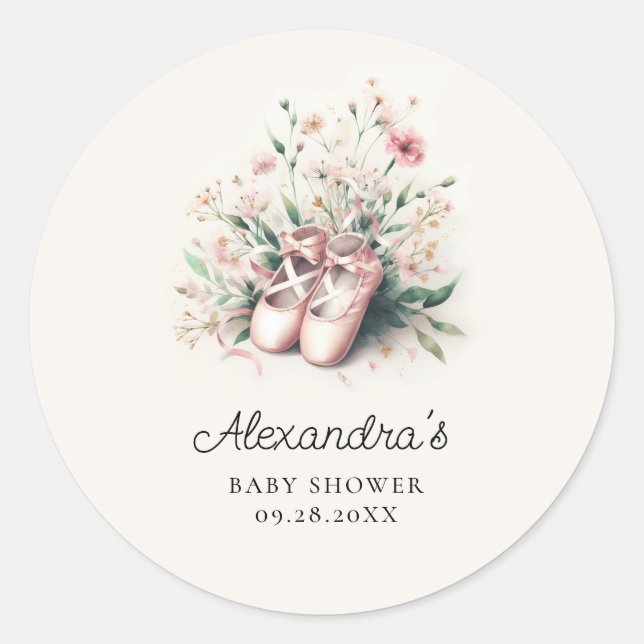 Sticker Rond Ballerina Chaussures Fleurs sauvages roses Baby Gi (Devant)