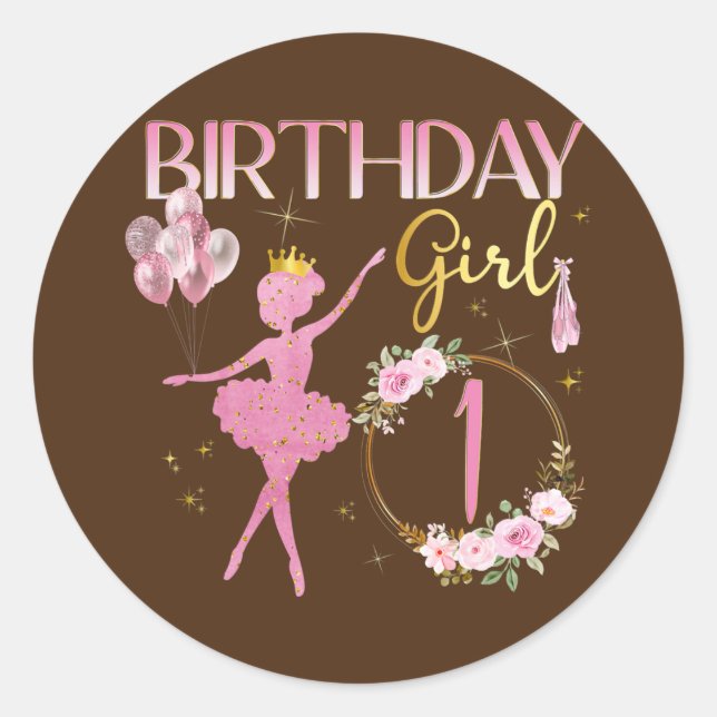 Sticker Rond Ballerina Classic Ballet Dancer Anniversaire (Devant)