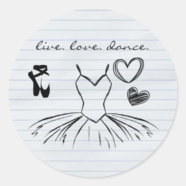 Sticker Rond Ballerina Dance Doodles et papier Carnet (Devant)