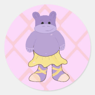 Sticker Rond Ballerina Hippo