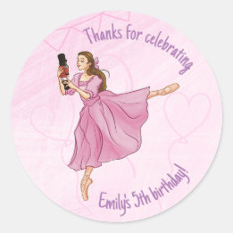 Sticker Rond Ballerina Nutcracker Anniversaire - Nom personnali