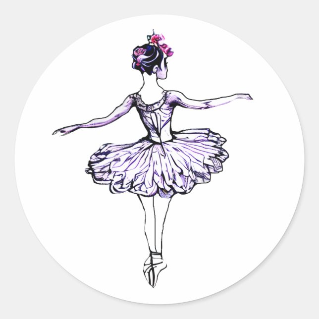 Sticker Rond Ballerina Silhouette (Devant)