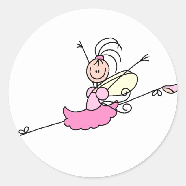 Sticker Rond Ballerina Stick Figure Angel (Devant)