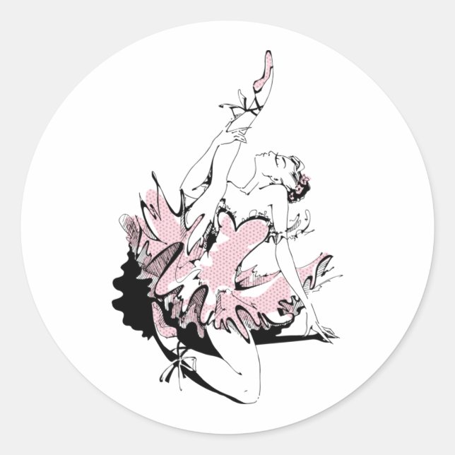 Sticker Rond Ballerina Stretch en rose (Devant)