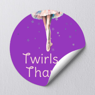 Sticker Rond Ballerina Tutu, Mignonne Danse Rose Sur Violet