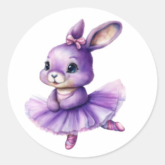 Sticker Rond Ballerine de lapin mignonne danse ballet