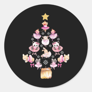 Sticker Rond Ballet Animaux Ballerina sapin de Noël