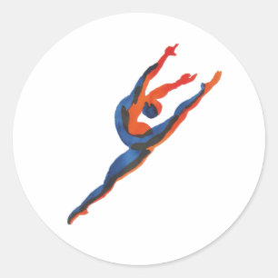 Sticker Rond Ballet Dancer Leaping