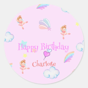 Sticker Rond Ballet magique rainbow dégradé enfant fête d'anniv