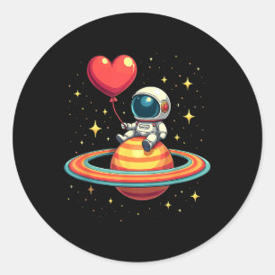 Sticker Rond Ballon de coeur de l'astronaute spatiale de la Sai