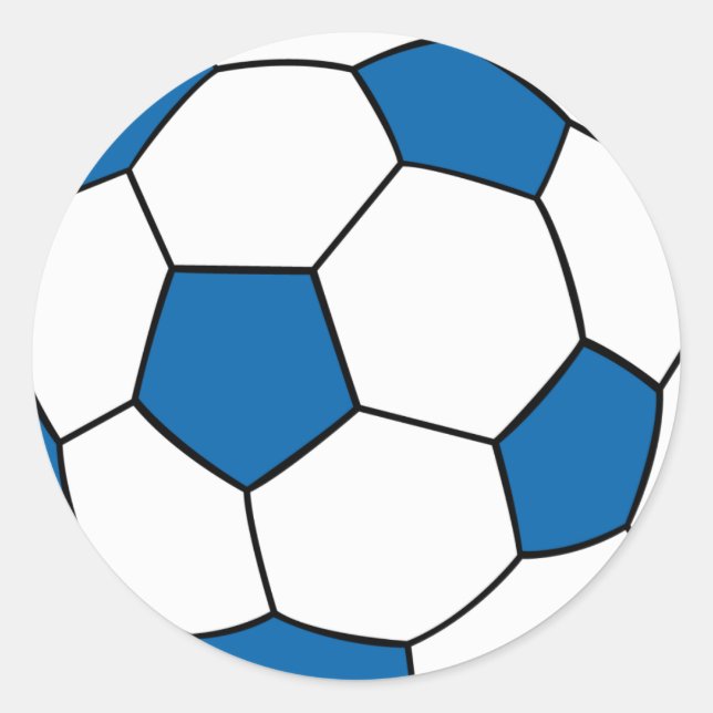 Sticker Rond ballon de football bleu et blanc (Devant)
