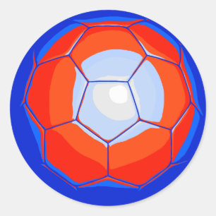 Sticker Rond Ballon de football bleu orange