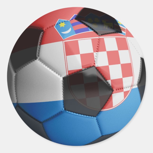 Sticker Rond Ballon de football de drapeau de la Croatie (Devant)