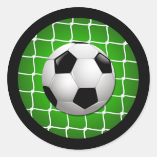 STICKER ROND BALLON DE FOOTBALL ET FILET DE BUT