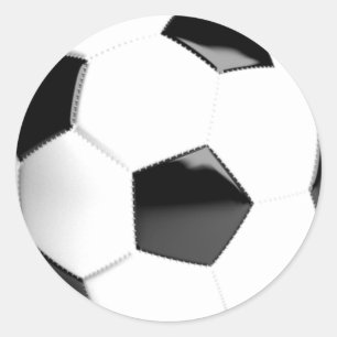 Sticker Rond Ballon de football noir et blanc