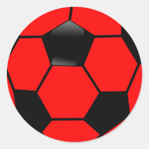 Sticker Rond Ballon de football rouge