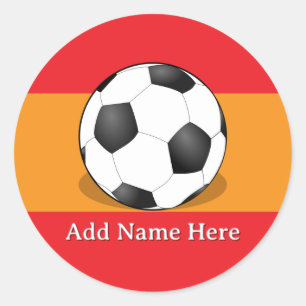 Sticker Rond Ballon de football sur fond rouge et orange