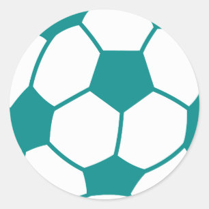 Sticker Rond Ballon de football vert turquoise