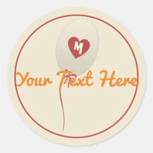 Sticker Rond Ballon personnalisé Cœur Rouge Bébé Enfants Mariag