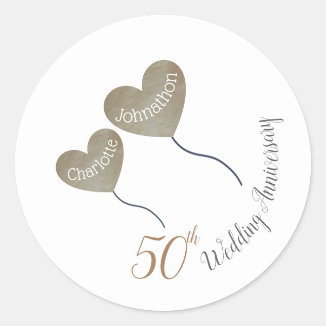 Sticker Rond Ballon pour les 50 ans de mariage (Devant)