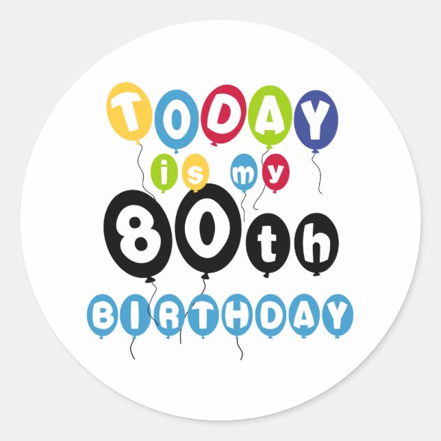 Sticker Rond Ballons 80e anniversaire (Devant)