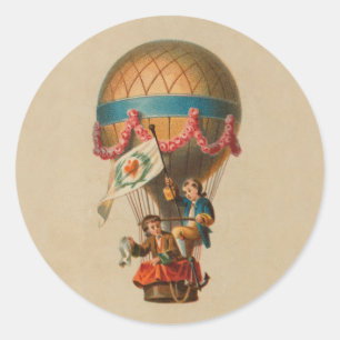 Sticker Rond Ballons à air chaud du pavillon du coeur