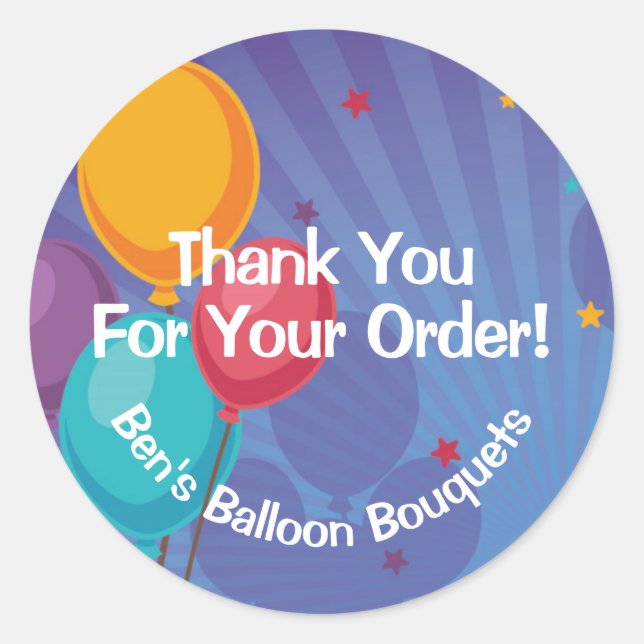 Sticker Rond Ballons Anniversaire Merci de fête pour votre comm (Devant)