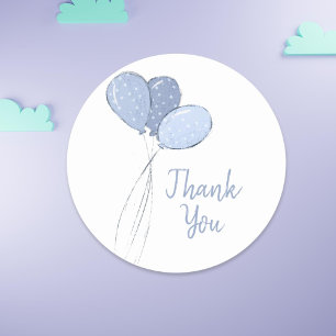 Sticker Rond Ballons Bleus Merci