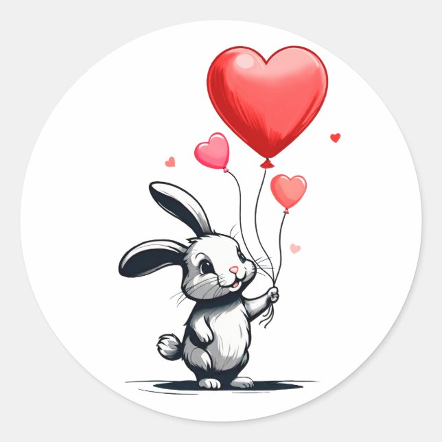Sticker Rond Ballons Bunny Love (Devant)