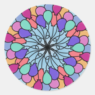 Sticker Rond Ballons - Célébration d'anniversaire - Violet Rose