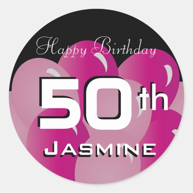 Sticker Rond Ballons colorés du 50e anniversaire | PERSONNALISE (Devant)